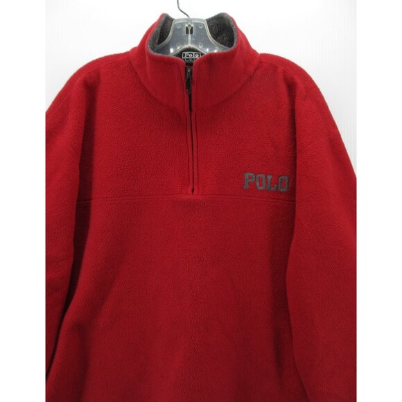 VINTAGE Ralph Lauren Polo Sweatshirt XL Fleece Pile 1/4 Zip Boxy 90s * - Picture 2 of 11